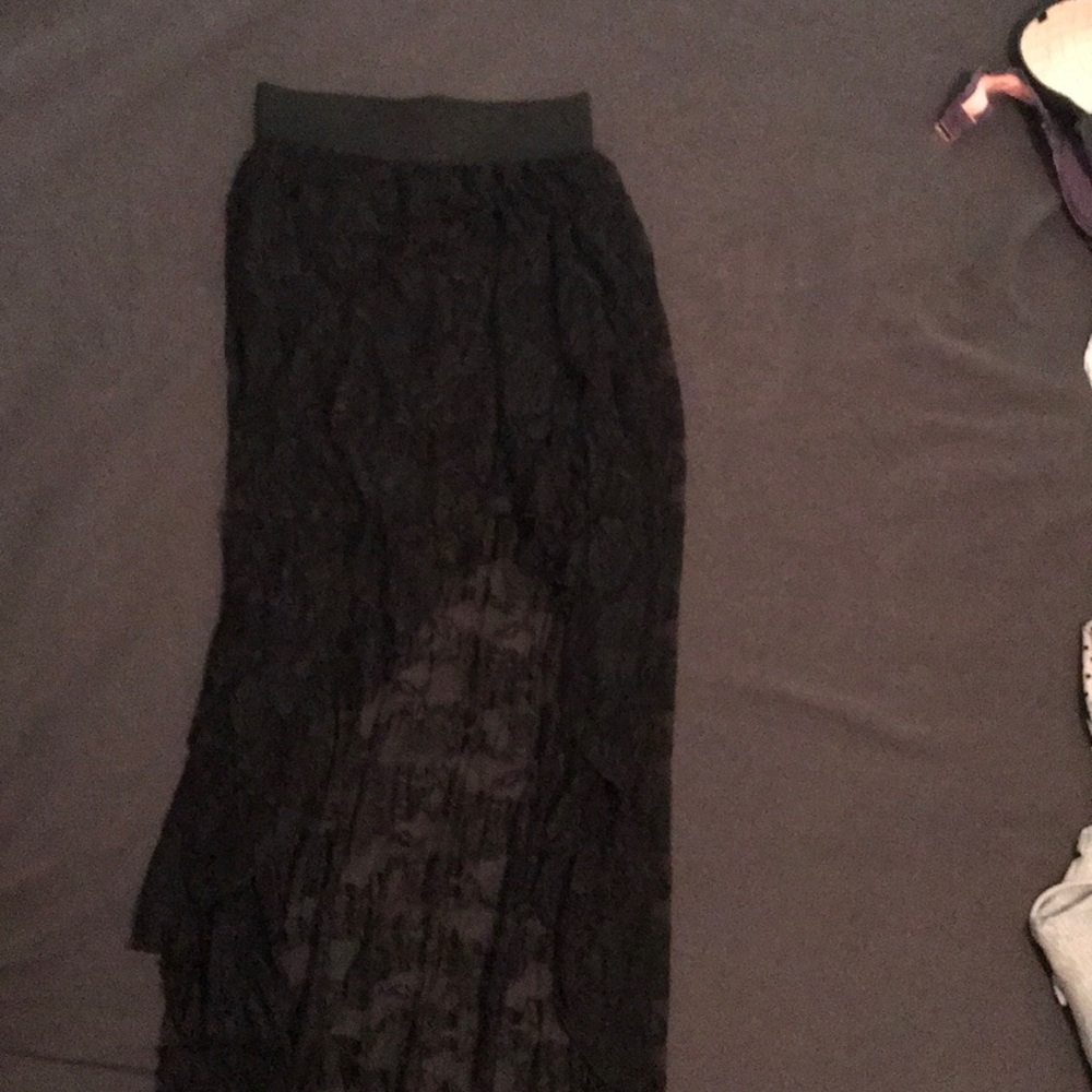 Long black lace skirt